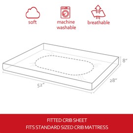 Crib Sheets Fitted 2 Pack (28" X 52"), Fits Standard Size Crib and Toddler Mattresses, Ultra Soft and Breathable Microfiber Material for Boy or Girl