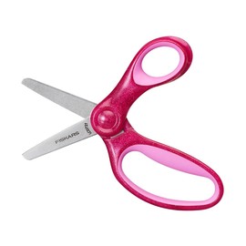 Fiskars Forbici per bambini, A partire da 6 anni, Lunghezza 13 cm, Per destrimani e mancini, Lame in metallo/Impugnature in plastica, Rosa, Glitter, 1064074