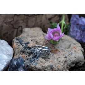 WINDALF Bohemian Ring Mira 8 mm Life Spirals Friendship Mediaval Ornament 925 Sterling Silver, Fabric