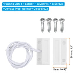 PATIKIL Magnetic Reed Switch, 1 Set Normally Closed NC Wired Surface-Mounted Garage Door Window Contact Switch