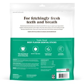 Wonder Bound Beef Flavor Dental Sticks for Tiny Dogs (5-20 lbs), 6-Ridge Shape for Plaque & Tartar Control, Freshens Breath, Formulated with Vitamin C, 108 Count