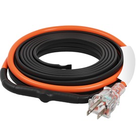 VEVOR Self-Regulating Pipe Heating Cable, 12FT 5W/FT Heat Tape for Pipes Freeze Protection, Water Pipe Heat Cable with Built-in Thermostat Protects PVC Hose, Metal and Plastic Pipe from Freezing