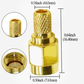 TUOLNK 10PCS RPSMA Crimp Coax Connector, RP-SMA Male Crimp Coax Adapter RP SMA Solder Coaxial Converter for RG174, RG316, RG59 Coax Cable