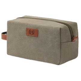 Janhavi Waterproof Travel Bag, Canvas Toiletry Bag for Men, Gifts for Dad, Engraved Initials & Wheat Ear, Groomsmen Gifts, Mens Toiletry Travel Bag, Men's Accessories Organizer (Olive Green H)