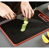 Cutting Board with Defrosting Tray Knife Sharpener, and Spice Grater.