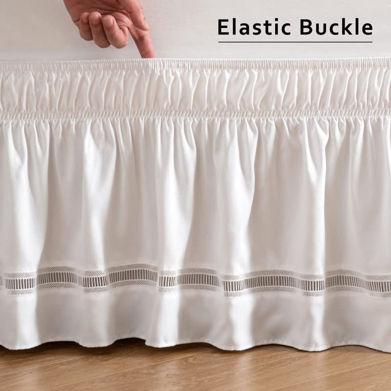 MIYE - Falda de cama de encaje con volantes, elástico
