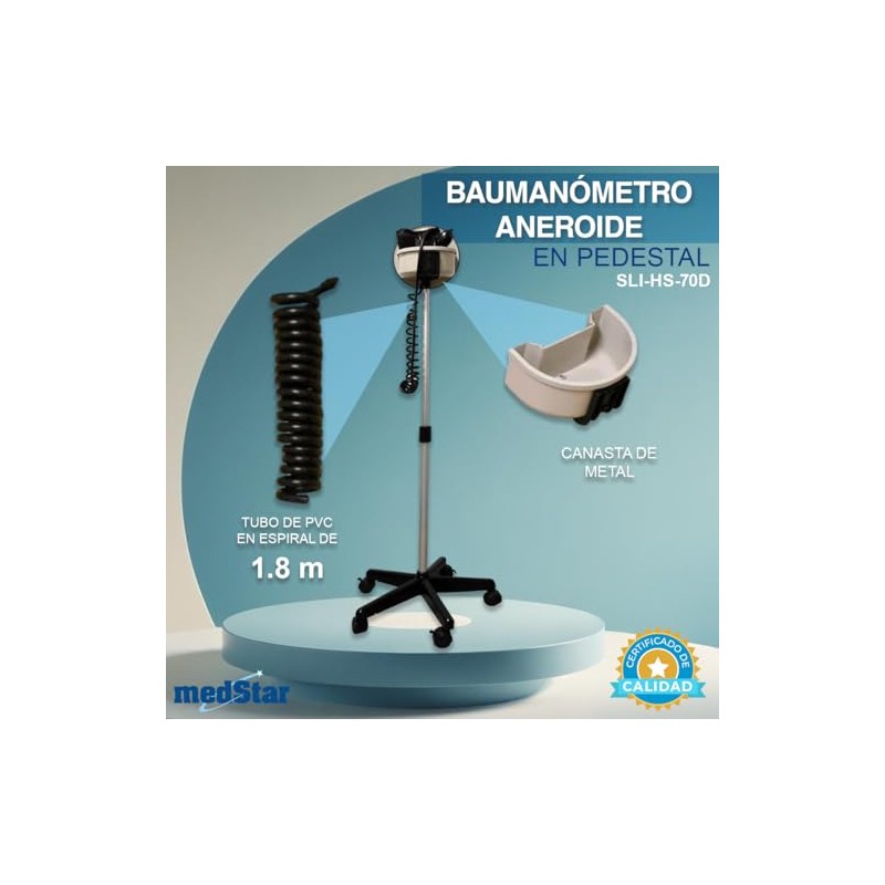 MEDSTAR | Baumanómetro Aneroide de Pedestal con Altura Ajustable