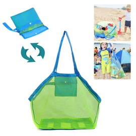 Mesh Beach Sand Toy Bags, Extra Large, Foldable Totes Shell Storage Bag Quick Dry Net Tote for Kids ,Away from Sand Pool Supplies Storage Picnic Backpack
