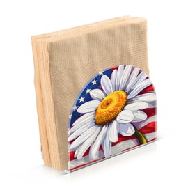 Servilleteros de acrílico transparente con flores, servilleteros de papel con bandera americana, dispensador de mesa de comedor, para cocina, restaurante, decoración del hogar, accesorios de bar
