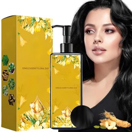 Nourishing Plant-Based Hair Color,Single Agent Floral Dye,Hair Dye Shampoo,Natural H/air Dy/e,Hai/r Colour Shampoo to Cover Grey Hai/r,Sha/mpoo for Grey Ha/ir,Long-Lasting Ha/ir Dy/e(Natural black)