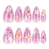 Press On Nails, Summer Fall Flower Fake Nails, Short Almond