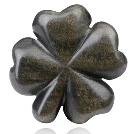 GUJOXILA Lucky Charm Crystals Gemstones Gold Obsidian Healing Stones Worry Stones Lucky Stones Meditation Lucky Clover Chakra Reiki Energy Balance Guardian Lucky Charm