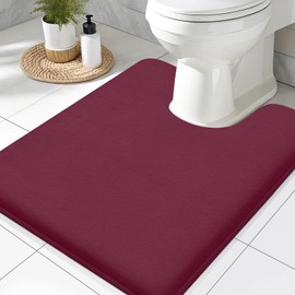 Smiry Memory Foam Toilet Rugs U-Shaped 24x20, Extra Soft Absorbent Non-Slip Contour Bathroom Rugs, Machine Washable Bath Mats for Toilet, Burgundy