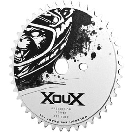 XOUX GRIZZLY 3/32" Alloy Chainring for One-Piece Crank – 44T Single Speed Sprocket for BMX, Cruiser & Old School Bike Builds – Silver