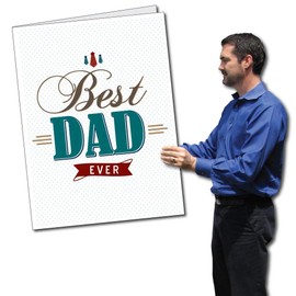 VictoryStore Jumbo Greeting Cards: Giant Father's Day Card with Envelope, Best Dad Ever Design, 2 feet X 3 feet