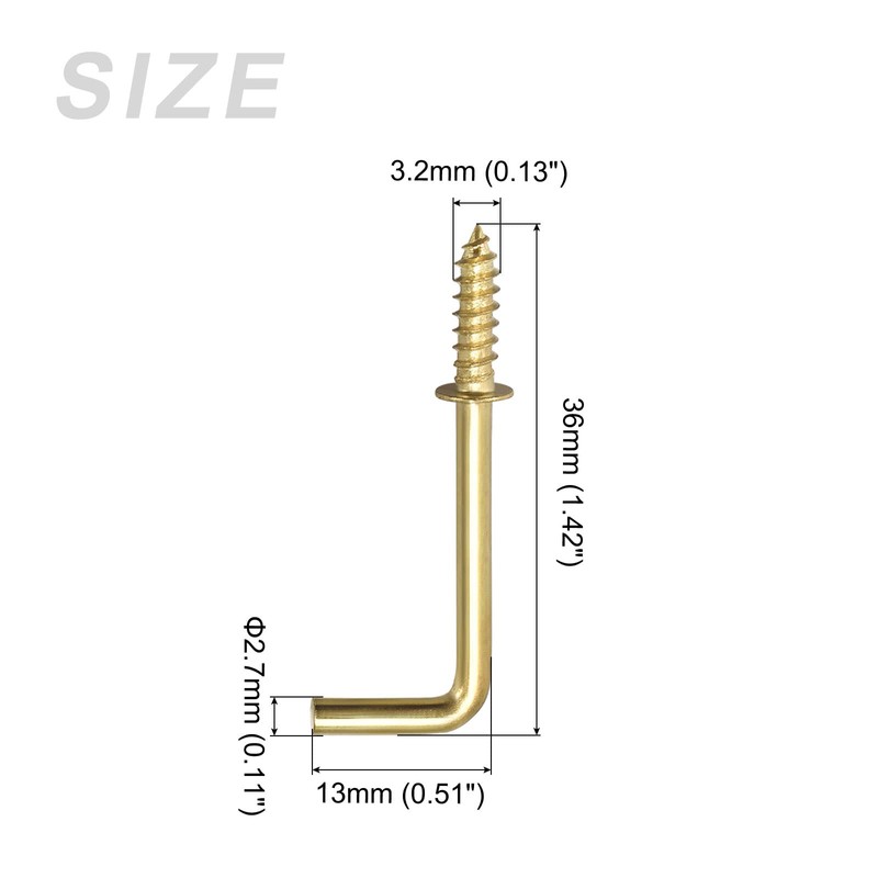 METALLIXITY 25pcs 36mm L Shaped Hooks Ceiling Hooks Metal Right