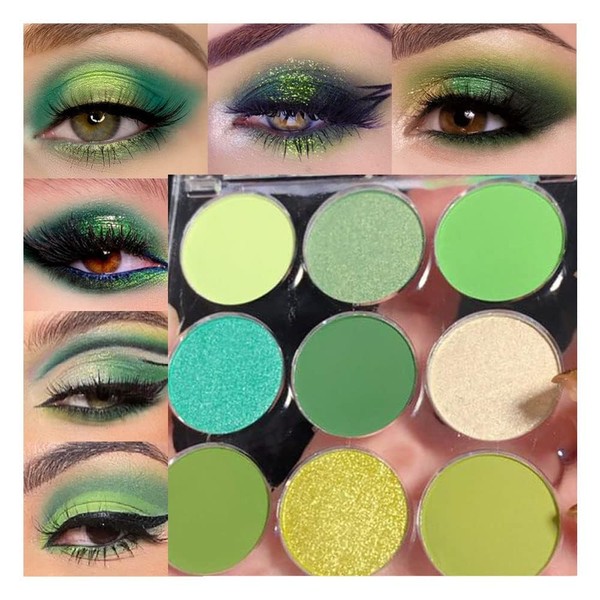 Teekerwan 9 Colors Shimmer Matte Green Blue Eyeshadow Palette. Highly