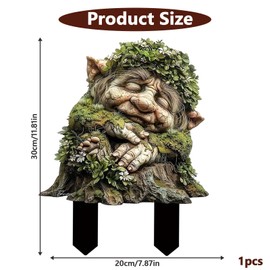 CHIHOLEN 2D Green Grass Troll Garden Stake, Garden Decoration for Outdoors, Acrylic Garden Figures for Outdoor Weatherproof Garden Sculptures, Flower Pot Garden Accessories for Yard, Garden, Lawn