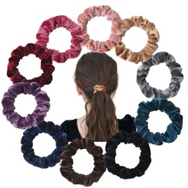 shefun JP231 Velour Scrunchie Adult Small Size 10 Piece Set No Trace Women's Hair Elastic Velvet Cute Stylish Hair Ornament