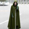 Casual Women Winter Cloak Hooded Sleeveless Button Closure Long Cape