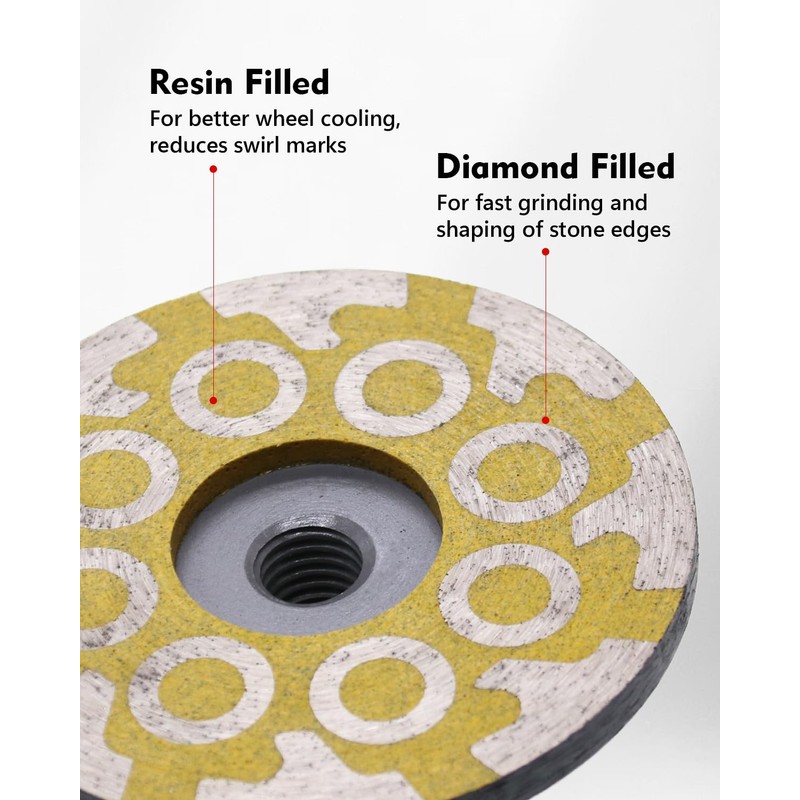4" Flat Resin Filled Grinding Wheel, Diamond Cup Wheel with