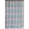 Decorative Fabric Shower Curtain: Teal Pink Grey Damask Design