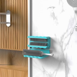 Shower Wall Hair Catcher, White Drain Hair Catcher with Silicone Bristle, Hair Trapper, Shower Accessories， Shower Drain Hair Catcher (Blue)