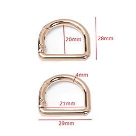 Naisfei 10 Pcs D Ring Spring Semicircle Metal Spring Key Ring, Belt Craft Project DIY Accessories, Semi-Circular Buckles Hand DIY Accessories for Purses, Bags, Handbag(Gold)