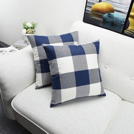 Artaimee Dark Blue and White Buffalo Check Plaid Throw Pillow Covers 18x18 Pack of 4 Pillowcase Bed Couch Cushion Case
