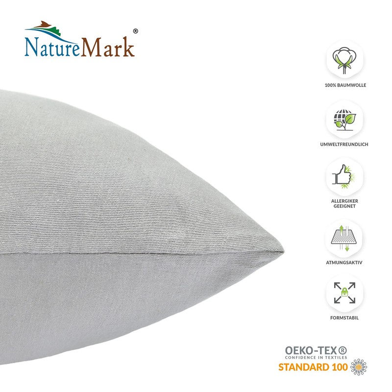 NatureMark Pack of 2 Jersey Cushion Covers, Side Sleeper Pillows,