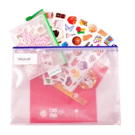 Tarifold Fr 509009 - 8 A4 Plastic Zip Document Sleeves Transparent Office Travel School House 4 Assorted Colours