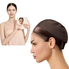 Lace Wig Grip Band Caps Velvet Adjustable Wig Grip Cap For Glueless And Part for Seamless Transition,2 in 1 Grip Band Non Slip Wig Cap for Lace Wigs (Brown, L)
