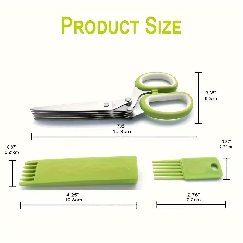 5-Blade Stainless Steel Herb Scissors for Kitchen Food Prep –