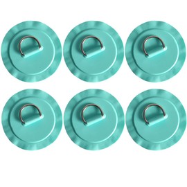 TONLOOEEL 6 Pack 4.33"/11cm Stainless Steel D-Ring Circular Patch for PVC Inflatable Boat Kayak SUP Canoe Deck Surfboard Accessories,NO Glue Include. (Cyan-11cm)