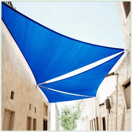 ColourTree 24' x 24' x 24' Blue Triangle Sun Shade Sail Canopy Awning Shelter Fabric Cloth Screen - UV Block UV Resistant Heavy Duty Commercial Grade - Outdoor Patio Carport - (We Make Custom Size)