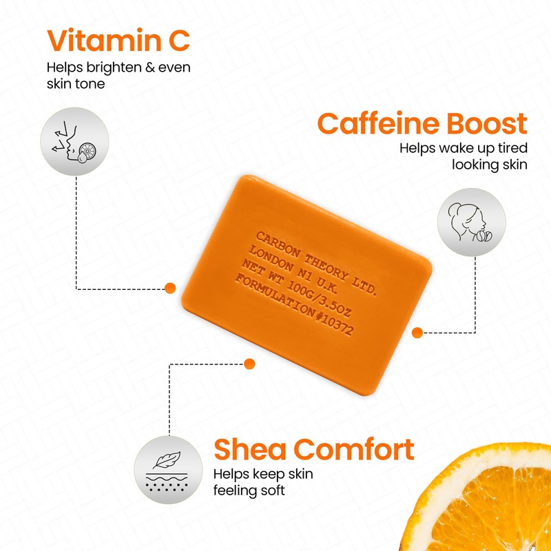 Carbon Theory Vitamin C & Koffein Gesichtsreinigungsseife, Hautbelebende Seife für