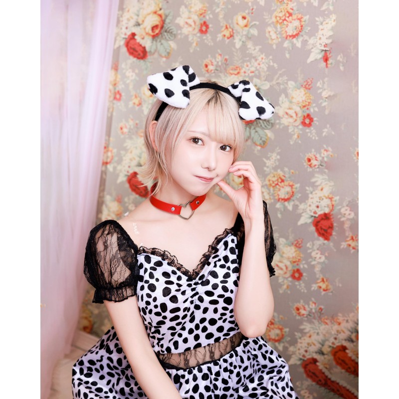 Clear Stone Cosplay Dog Headband Dalmatian, Unisex, Black