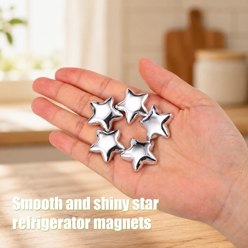 18pcs Star-Shaped Fridge Magnets, Fun Magnet for Kitchen Decor(Silver-Tone)