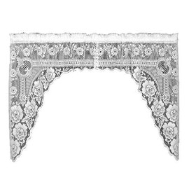 Heritage Lace Victorian Rose 72-Inch Wide by 38-Inch Drop Swag Pair, White