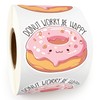 Pink Donut Worry Be Happy Stickers Roll,Cute Happy Mail Stickers,Handmade