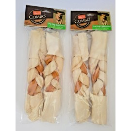 Hartz Dog Chew 10" Bones Hartz Combo Rawhide Pig Skin (2 Sets) For Large Happy Pets