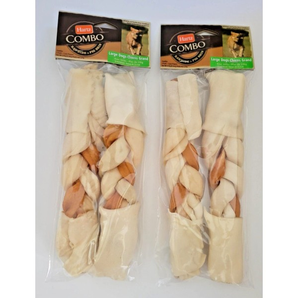 Hartz Dog Chew 10" Bones Hartz Combo Rawhide Pig Skin