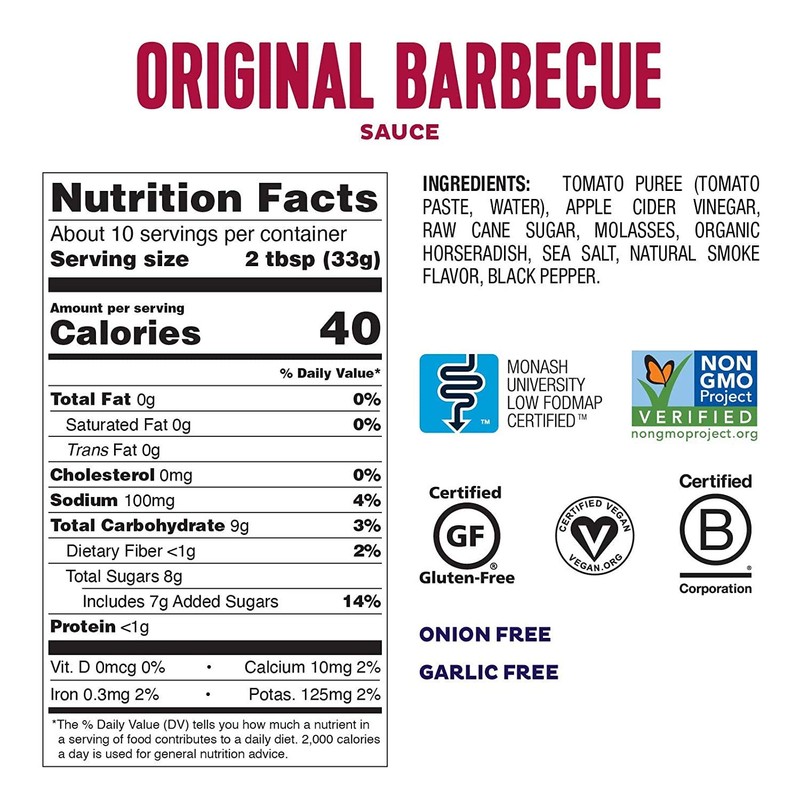 Fody Foods Original BBQ Sauce, 9.8 Oz, Garlic and Onion