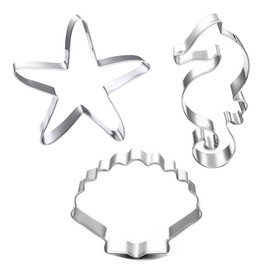 Winrase Set of 3 DIY Stainless Steel Starfish Hippocampus Shell Shape Cookie Cutter Fondant Cutter