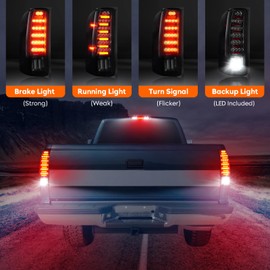 Tail Light + 3rd Brake Cargo Lamp for Chevy Silverado 1500 2007-2013, Silverado 2500 HD 3500 HD 2007-2014, GMC Sierra 3500 HD 2008-2014, High Mount Stop Light Rear LED Tail light, Only for 3157 Bulb