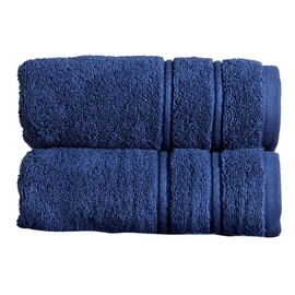 Christy Antalya Hand Towels | Set of 2 | 100% Turkish Cotton | 600GSM | Soft Plush Luxury Towel Set | 50cm x 90cm | Quick Dry | Denim Blue