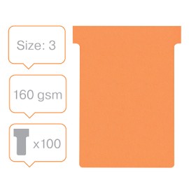 Nobo Card Board Accessory T-Cards, Size 1.5, Pack of 100 Index 3 Orange