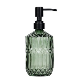 SDlumeiy 18 oz Dark Green Thick Glass Soap Dispenser with Black Rustproof Pump Refillable Bathroom, Kitchen Soap Dispenser for Hand Soap, Detergent, Lotion (Dark Green)
