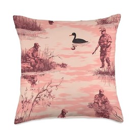 Pink Vintage Tropical Waterfowl Hunting Camo Throw Pillow