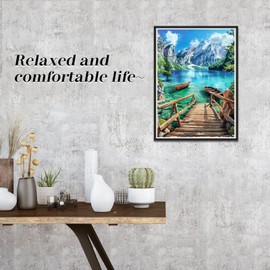 CLYCTIP Diamond Painting Kits Adults, Mountains Lake and Boats Diamond Painting Pictures, 30 x 40 cm